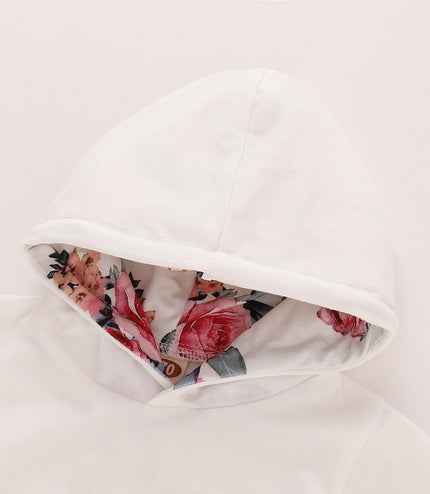 Girls hooded top floral three-piece suit