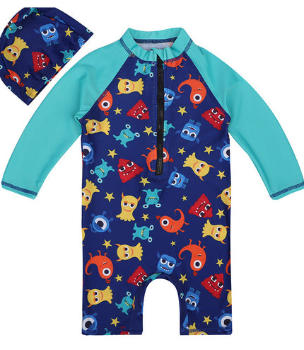 Children's one-piece swimsuit sun protection