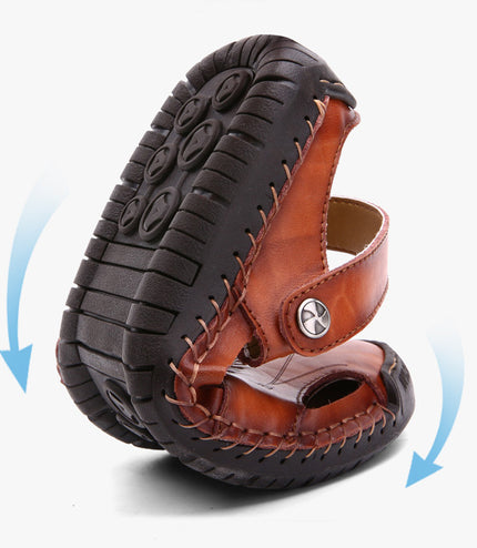 Men's Closed Toe Sandals Summer Adjustable Slides Slippers Fashion Beach Shoes