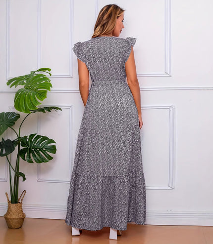 Fashion Puff Sleeve Floral European And American Style Dress