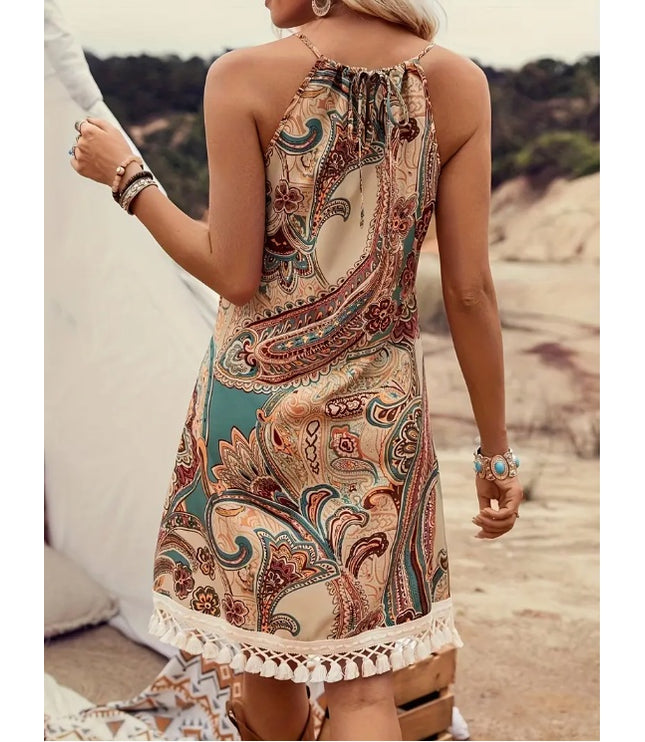 Elegant Women's Paisley Print Dress