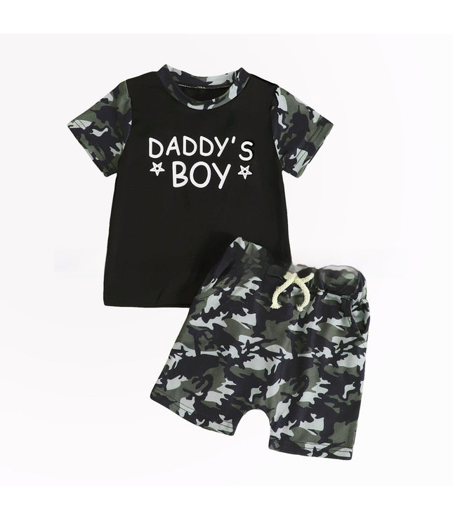 Boy's Camouflage T-shirt And Shorts Two-piece Set