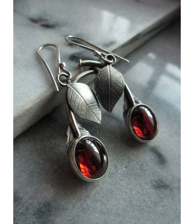 Pomegranate Red Cubic Zirconia Cherry-shaped Earrings
