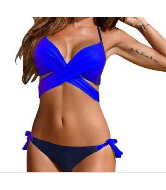 Variety cross straps bikini new swimsuit fashion sexy steel support two-piece swimsuit