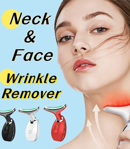 Neck Face Beauty Device Colorful LED Photon Therapy Skin Tighten Reduce Double Chin Anti Wrinkle Remove Lifting Massager