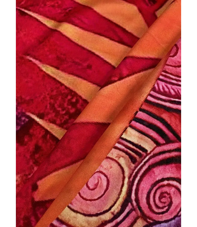 Red Floral Print Women's Long Skirt
