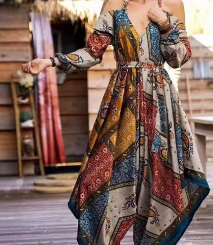Ethnic Style Loose Printed Women's Jumpsuit