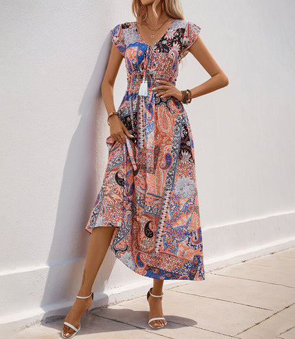 European And American Summer A Swing Printed Dress