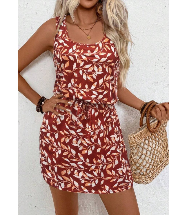 Ladies' Printed Tie-Up Sleeveless Summer Holiday Dress