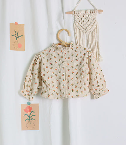 Baby Girl Clothes Spring Summer Linen Cotton Girls Floral Pullover Top Shirt Vintage Suspender Romper Dress Newborn Baby Outfits