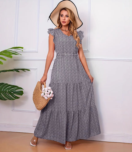 Fashion Puff Sleeve Floral European And American Style Dress