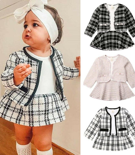Long-sleeved Dresses Two-piece Children's Baby Small Incense Wind Suit