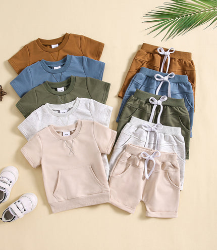 Boys And Girls Alphabet Embroidery Two-piece Suit