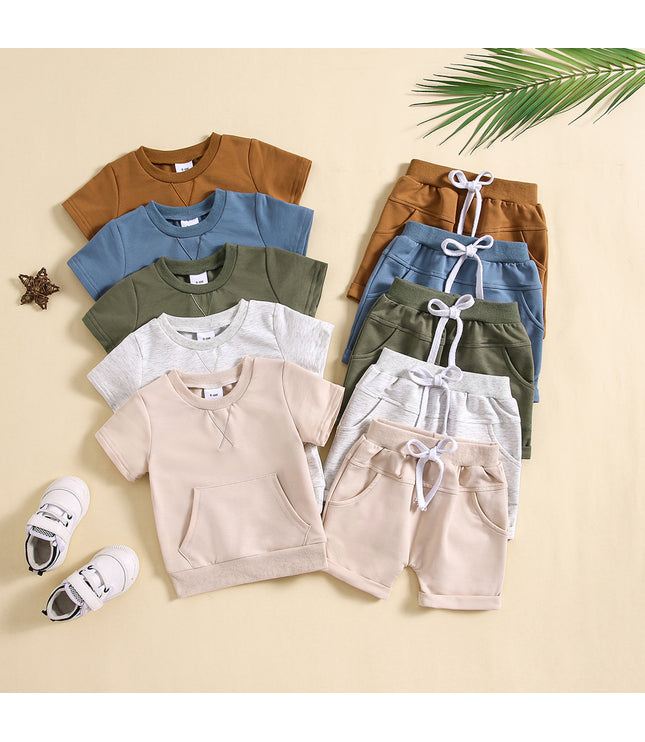 Boys And Girls Alphabet Embroidery Two-piece Suit