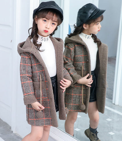 new foreign gas plus velvet jacket thick medium and large children version of the coat woolen coat