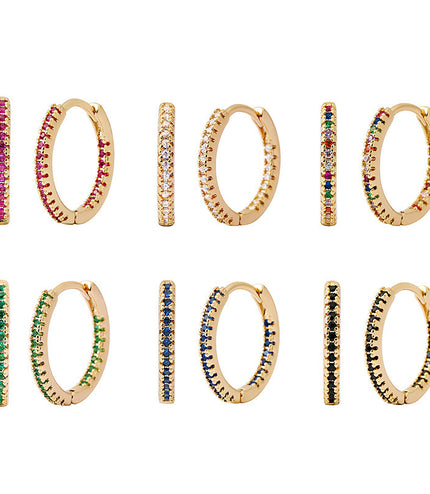 Circle Female Earrings Ear Clip Multicolor Zircon Elegant