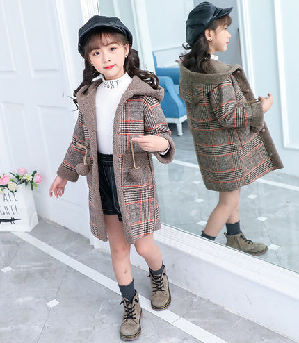 new foreign gas plus velvet jacket thick medium and large children version of the coat woolen coat