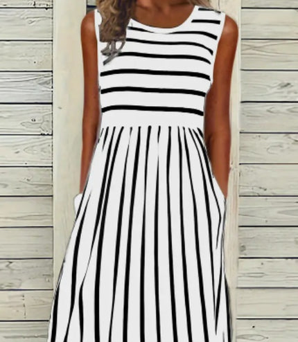 Print Crew Neck Tank Dress