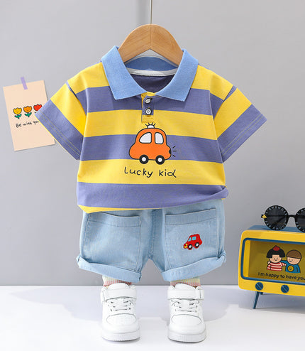 Boys' Summer Short Sleeve Korean Style Lapel Polo Shirt
