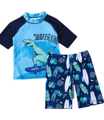 Boys' Two-piece Dinosaur Swimsuit For Middle And Big Children Sunscreen Swimwear