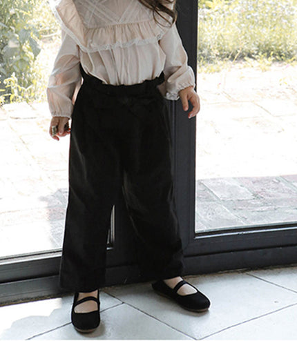 Children's Clothing Children Girls Flower Bud Waist Bow Slacks