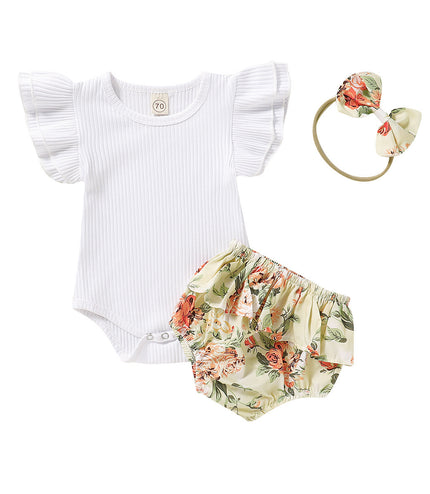 Short sleeve top print triangle creeper