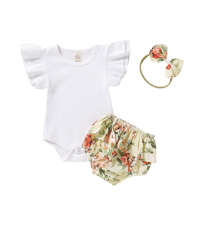 Short sleeve top print triangle creeper