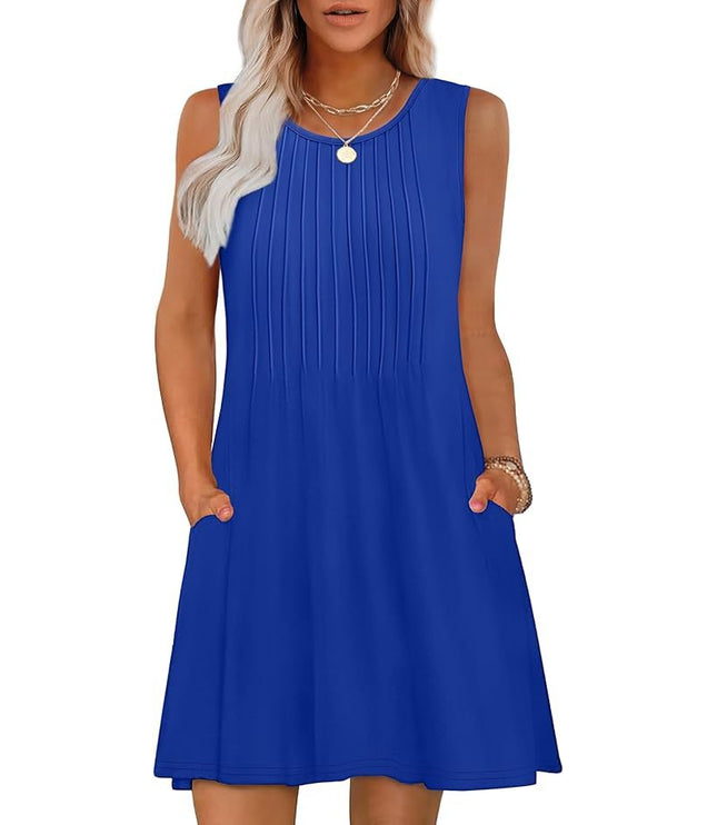 Loose Beach Vacation Casual Round Neck Sleeveless Vest Dress