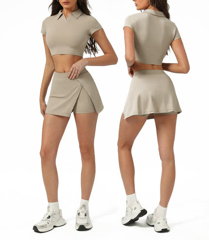 Short-sleeved Shirt Running Anti-emptied Pantskirt Two-piece Suit