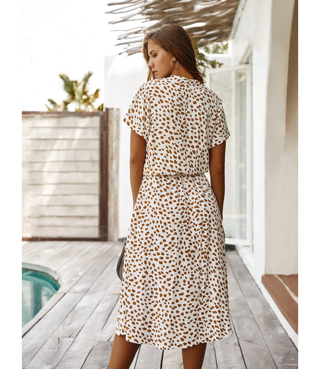 Print Drawstring Waist A-line Dress