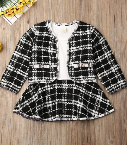 Long-sleeved Dresses Two-piece Children's Baby Small Incense Wind Suit
