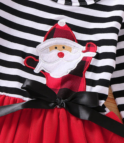 Striped Flower Santa Claus Mesh Skirt