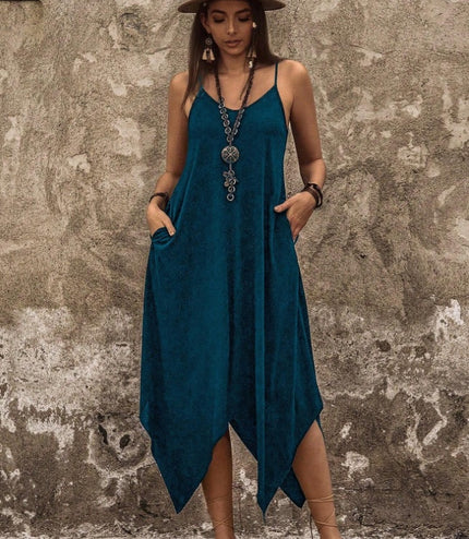 Holidaya Women Solid Hanky Hem Cami Dress