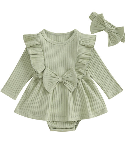 Clothes For Babies Long Sleeve Sunken Stripe Small Skirt
