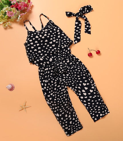Fashion Summer Kids Girls Clothing Sets Cotton Sleeveless Polka Dot Strap Girls Jumpsuit Clothes Sets Outfits Children Suits
