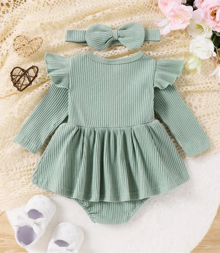 Clothes For Babies Long Sleeve Sunken Stripe Small Skirt