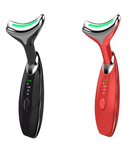 Neck Face Beauty Device Colorful LED Photon Therapy Skin Tighten Reduce Double Chin Anti Wrinkle Remove Lifting Massager