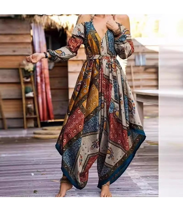 Ethnic Style Loose Printed Women's Jumpsuit