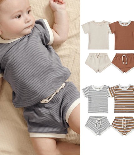 Children's Shorts Sunken Stripe Two-piece Set