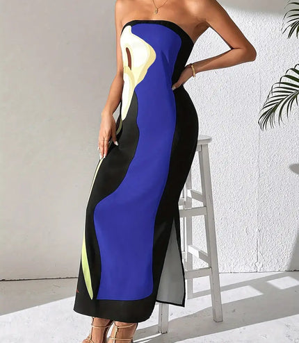 Elegant Print Slit  Dress For Women