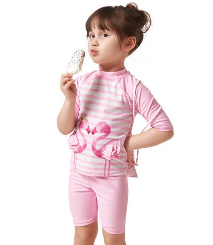Girls' swimsuit, children's swimsuit,  sun protection split boxer printing hot spring swimsuit