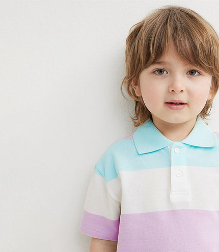 Polo Shirt Short Sleeve Striped Cotton Boy