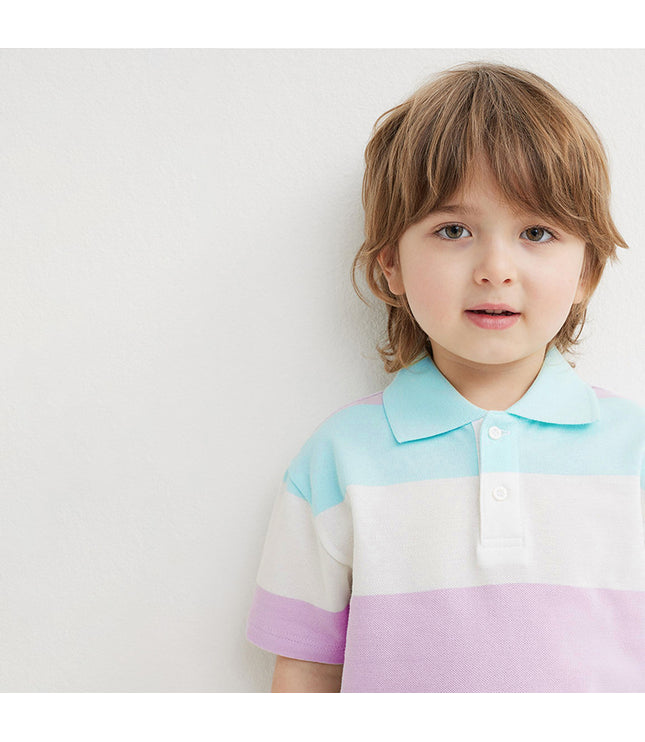 Polo Shirt Short Sleeve Striped Cotton Boy