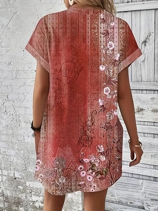 Short Sleeve Printed Pocket Dress
