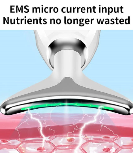 Neck Face Beauty Device Colorful LED Photon Therapy Skin Tighten Reduce Double Chin Anti Wrinkle Remove Lifting Massager