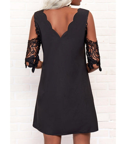 A Swing Top Off-the-shoulder Half Sleeve Dress