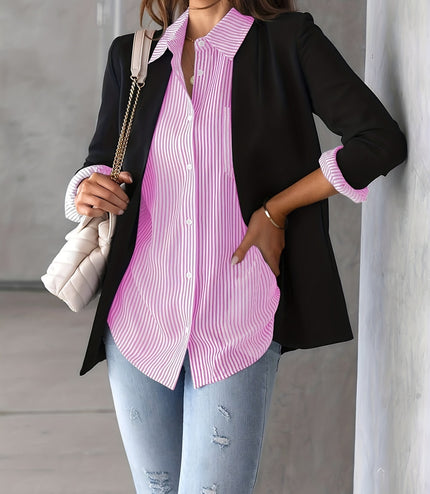 Classic Striped Casual, Business, Versatile Four Seasons Can Wear A Long-sleeved Shirt.