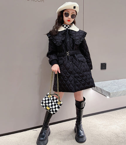 Large Lapel Warm Padded Jacket With Fleece Thick Coat Waist