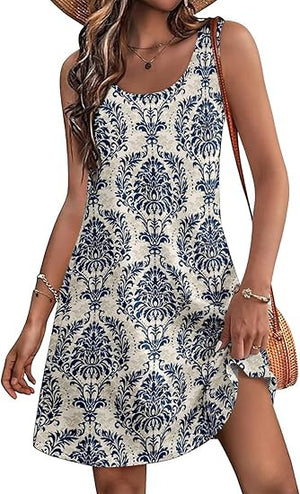 Casual European And American Garden Collar Printing Dress