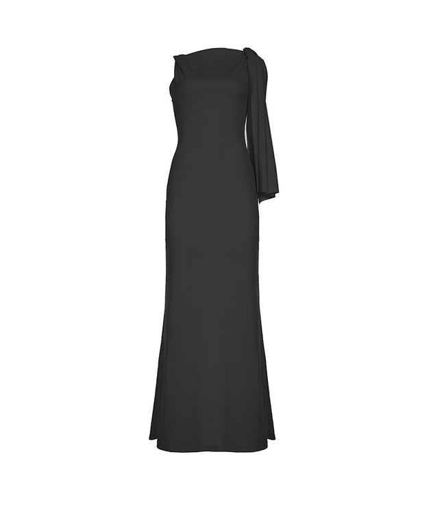 Pure Desire Style Off-shoulder Diagonal Collar Lace-up Dress
